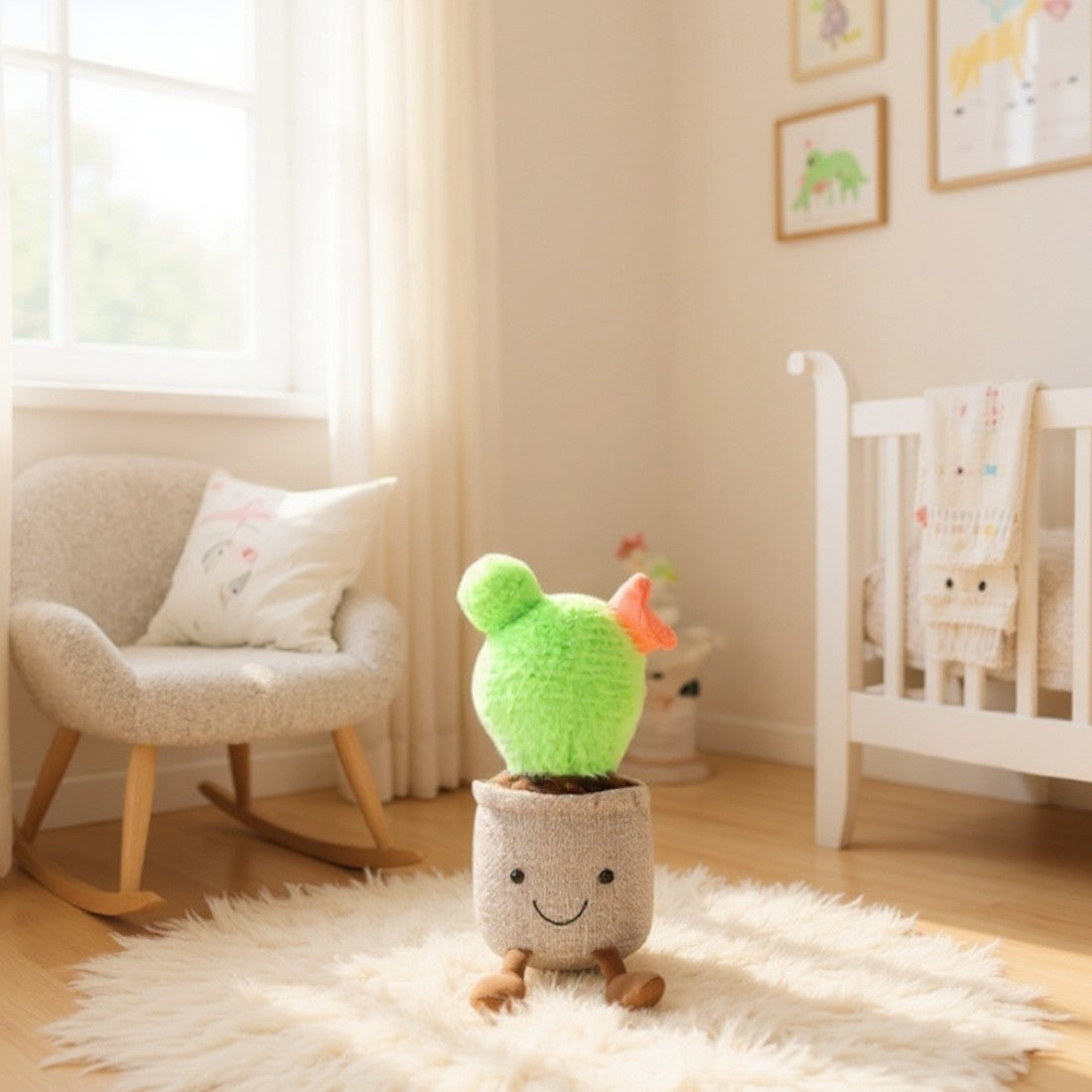 Blühender Kaktus kawaii Kuscheltier im Topf Die Kuschelecke