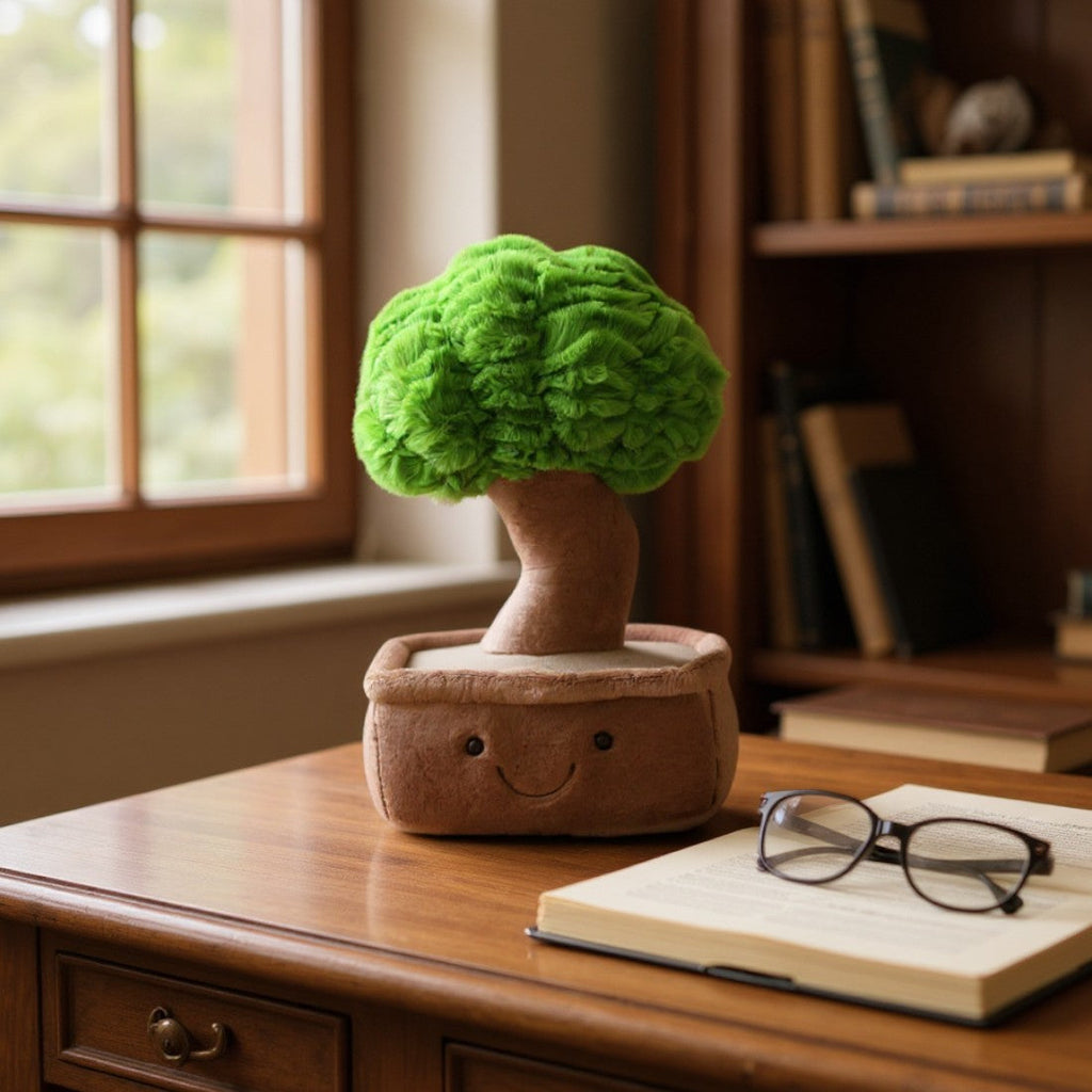 Bonsai kawaii Kuscheltier sanftes Lächeln im Topf Die Kuschelecke
