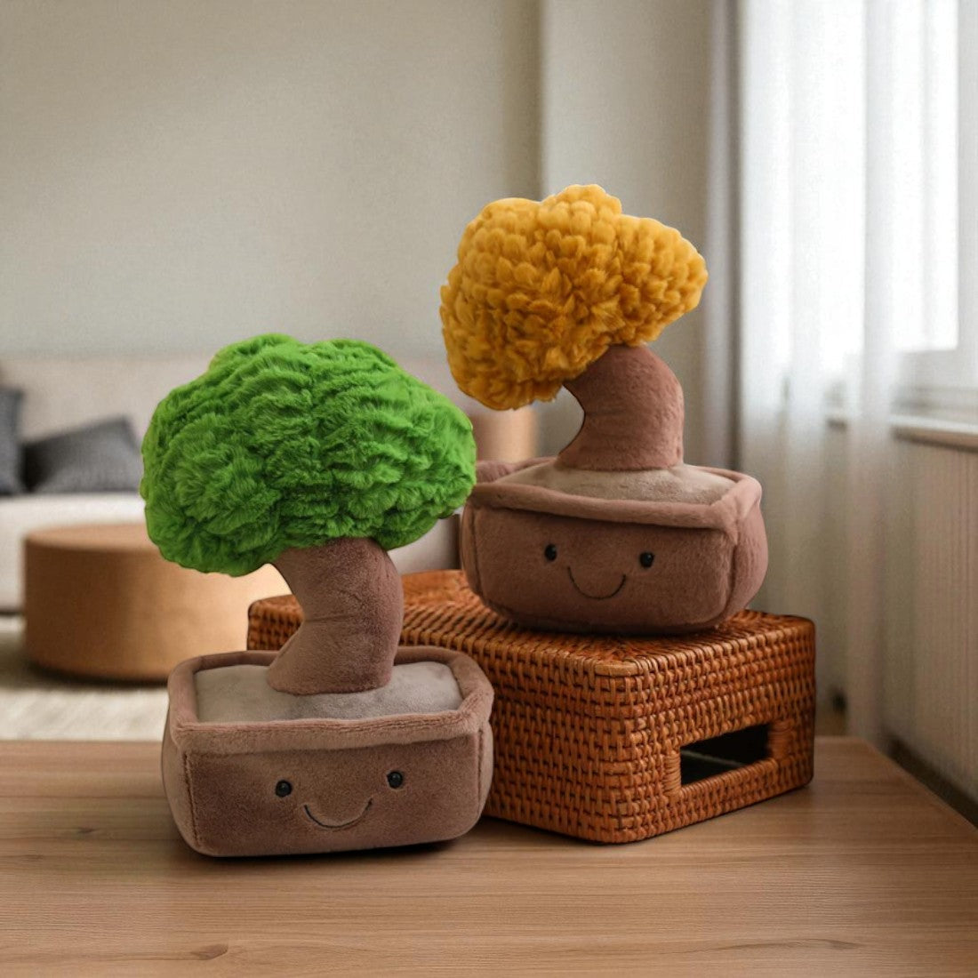 Bonsai kawaii Kuscheltier sanftes Lächeln im Topf Die Kuschelecke