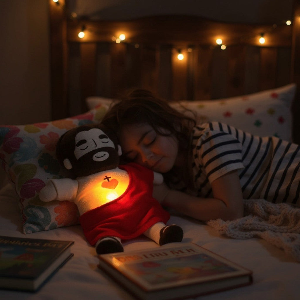 Jesus Kuscheltier Nachtlicht atmend warmweißes Licht Die Kuschelecke