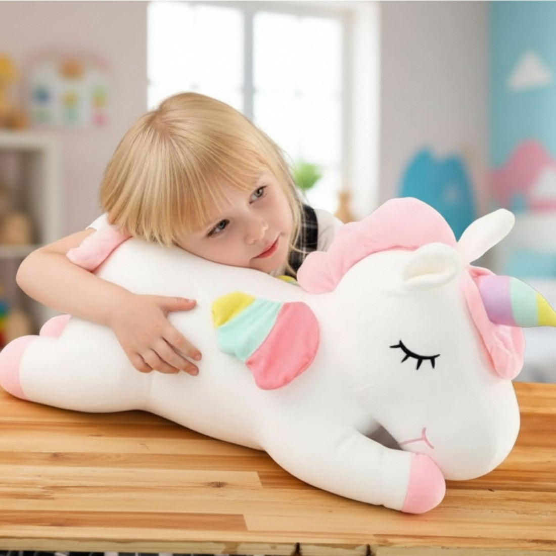 Liegendes Einhorn Kuscheltier für Kinder Die Kuschelecke