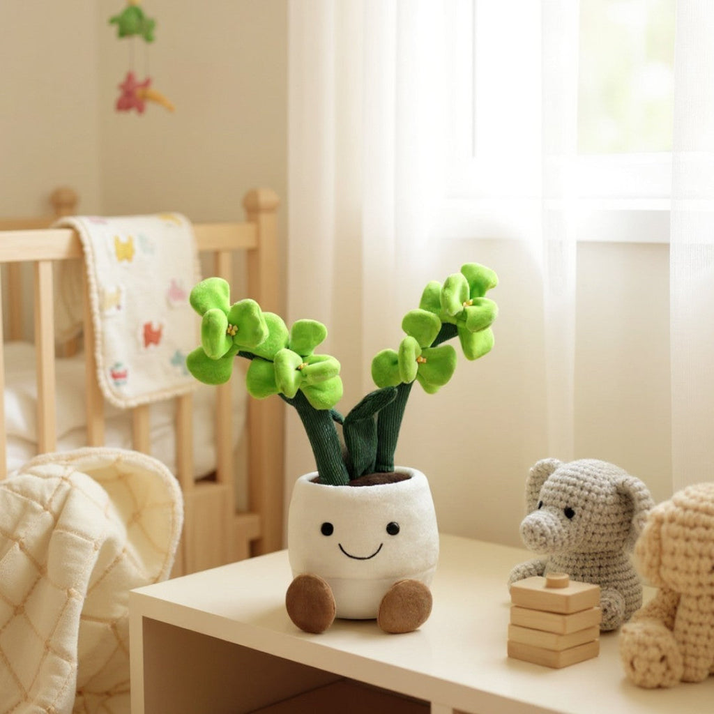 Orchidee kawaii Kuscheltier bunt im Topf Die Kuschelecke