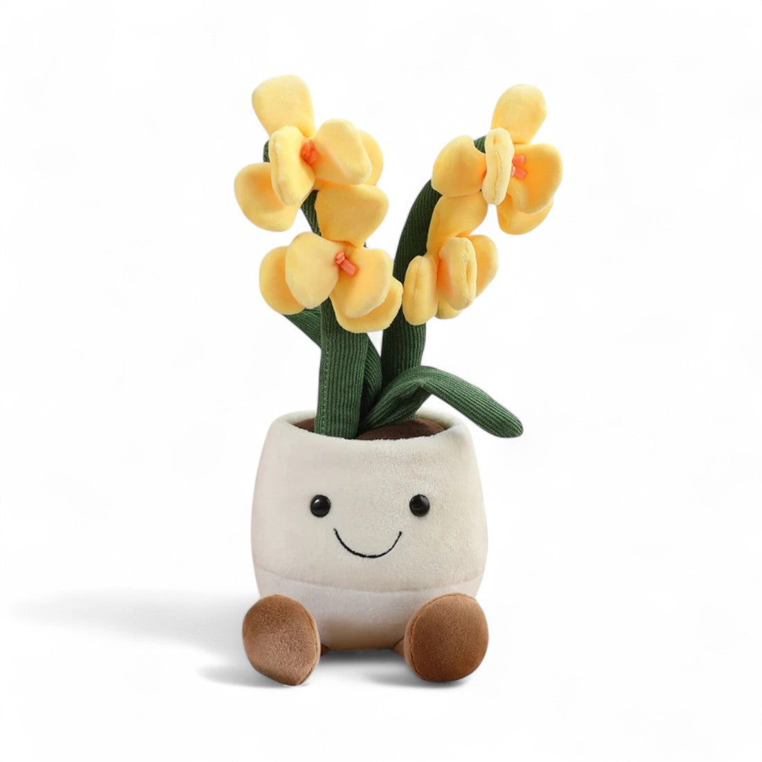 Orchidee kawaii Kuscheltier bunt im Topf Die Kuschelecke