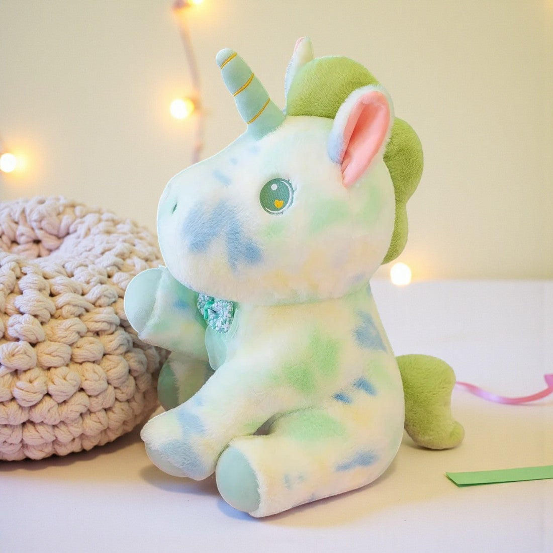 Pastell Einhorn Kuscheltier für Kinder mit Blumenschleife Die Kuschelecke