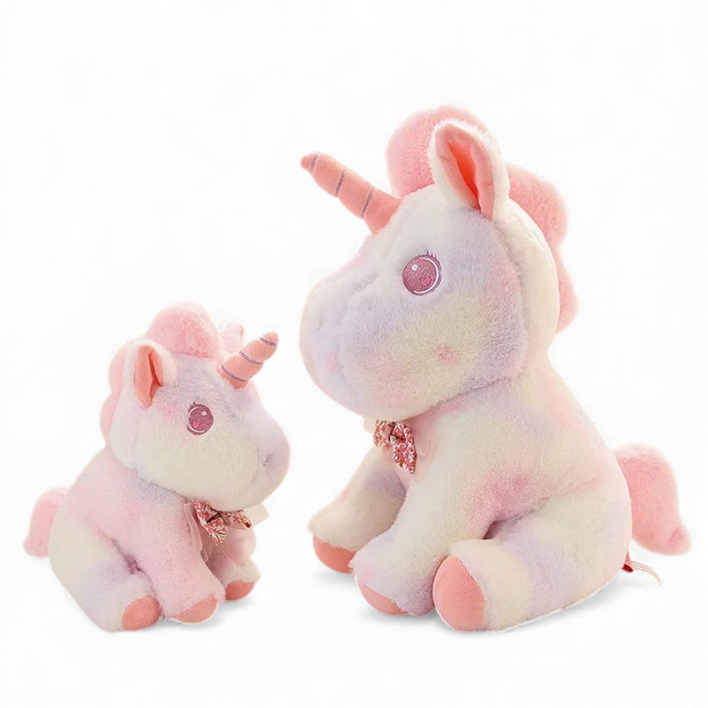 Pastell Einhorn Kuscheltier für Kinder mit Blumenschleife Die Kuschelecke