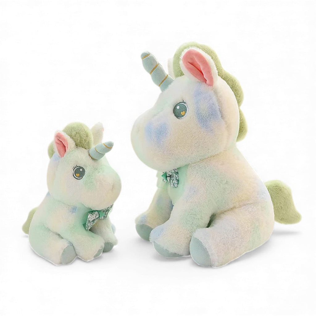 Pastell Einhorn Kuscheltier für Kinder mit Blumenschleife Die Kuschelecke