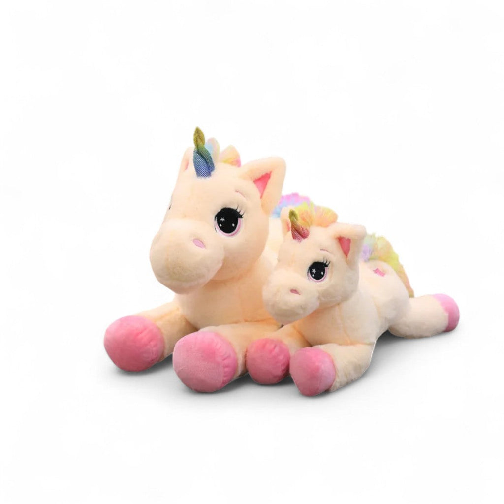 Regenbogen Einhorn Kuscheltier liegend Die Kuschelecke