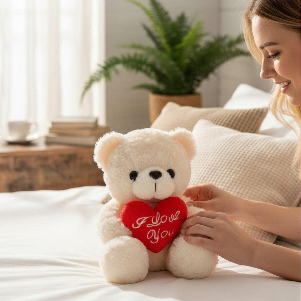 Romantischer Bär Kuscheltier mit rotem Herz Die Kuschelecke