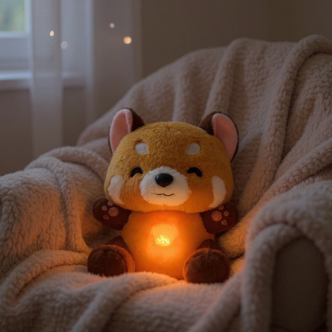 Roter Panda Kuscheltier Nachtlicht atmend beruhigend Die Kuschelecke Bild
