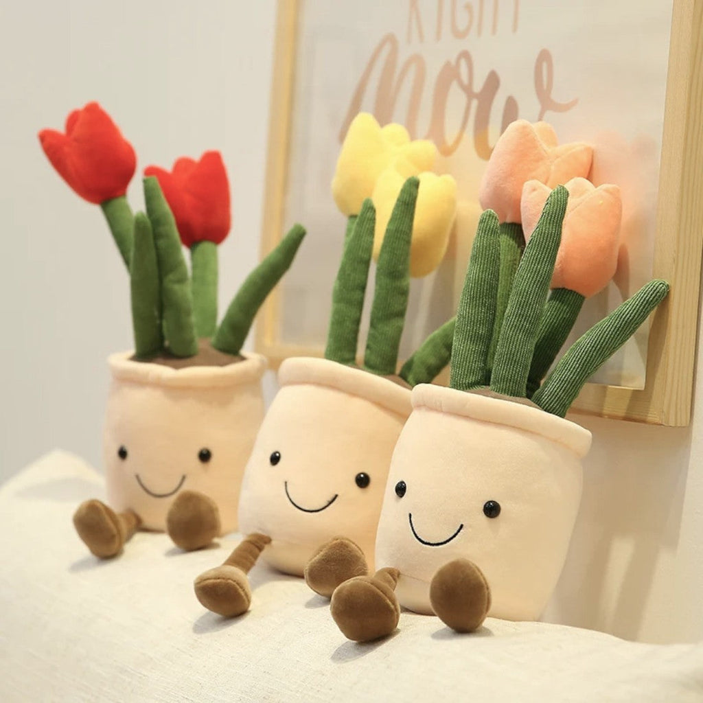 Tulpen Pflanze kawaii Kuscheltier im Topf Die Kuschelecke
